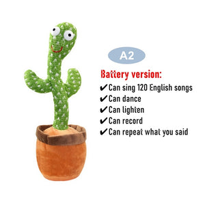 Dancing Cactus Repeat Talking Toy Electronic Plush Toys Can Sing Record Lighten Battery USB Charging