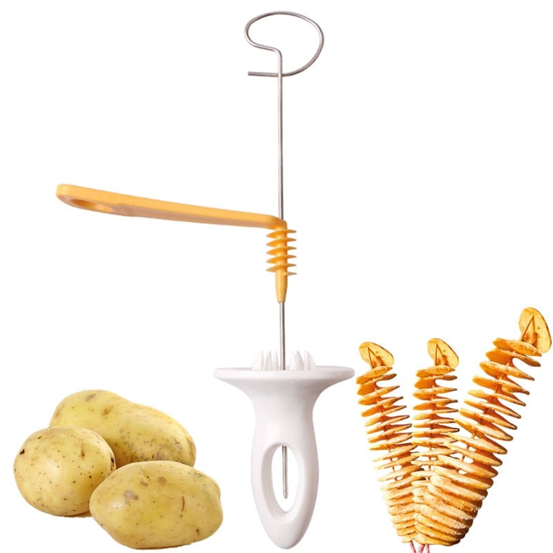 1pc 3 string Rotate Potato Slicer Stainless Steel +Plastic Twisted Potato Slice Cutter Spiral