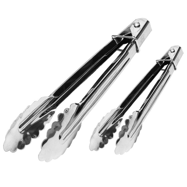 Hot 1 Piece 7 inch BBQ Tongs Silicone Cover Handle Kitchen Tongs Lock Design Barbecue Clip Clamp Stainless steel Food Tongs