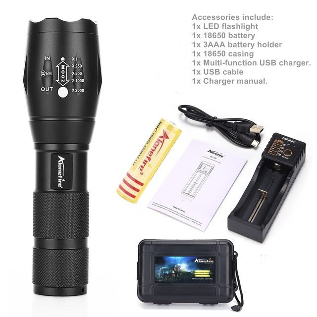 Aluminum Waterproof Zoomable Led Flashlight Torch